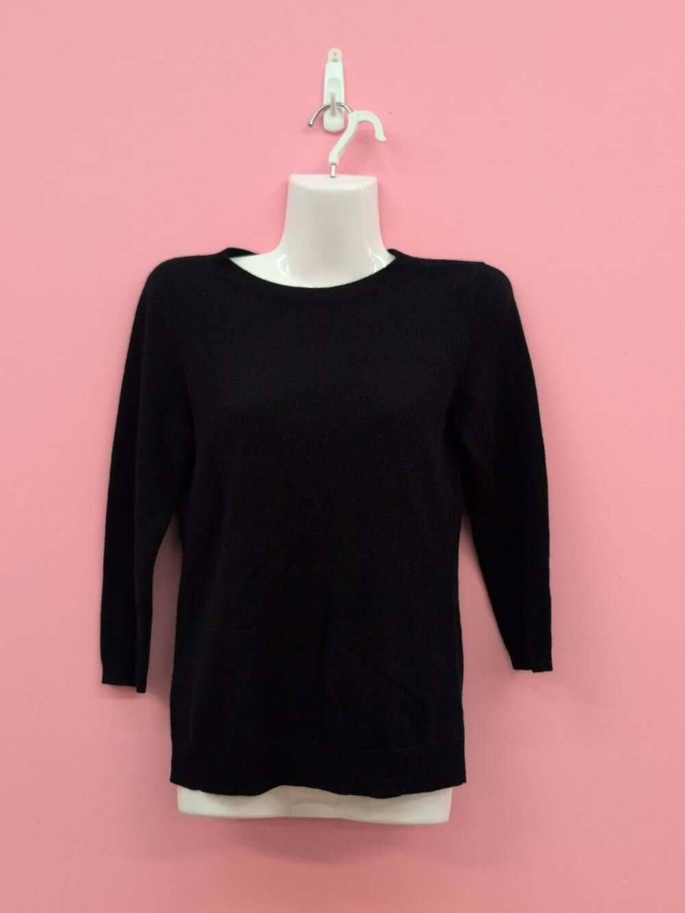 Talbots Audrey Pure Cashmere 3/4 Sleeves Women's Sweater Petite Black